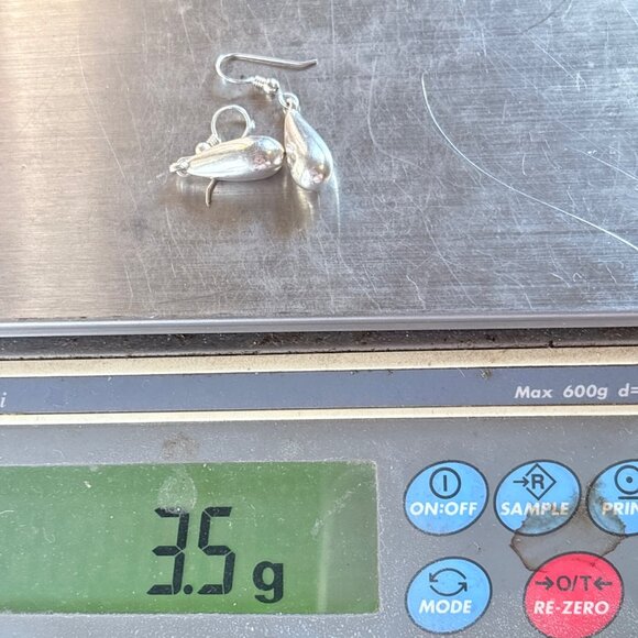 VTG Sterling Silver 925 Teardrop Shaped Dangle Earrings Size 1.5" Length - Picture 7 of 7